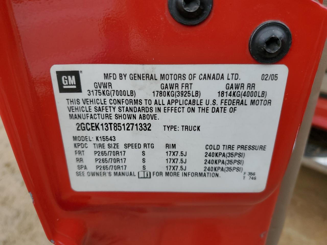 2GCEK13T851271332 2005 Chevrolet Silverado K1500