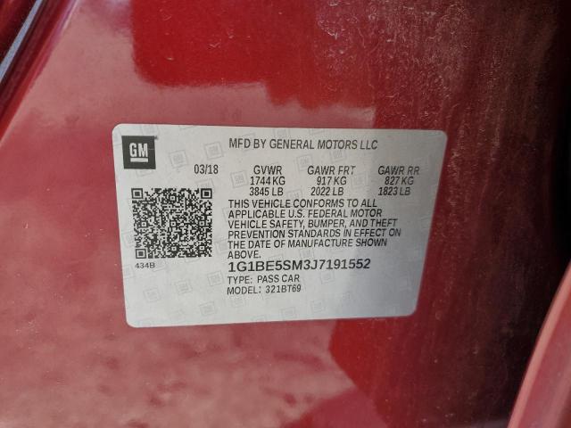 2018 CHEVROLET CRUZE LT - 1G1BE5SM3J7191552