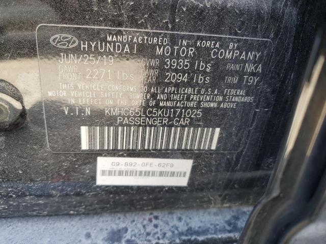 2019 HYUNDAI IONIQ BLUE - KMHC65LC5KU171025