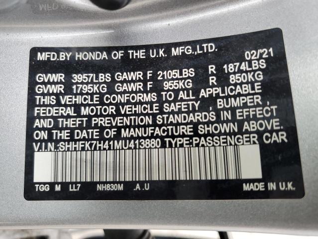2021 HONDA CIVIC SPOR - SHHFK7H41MU413880
