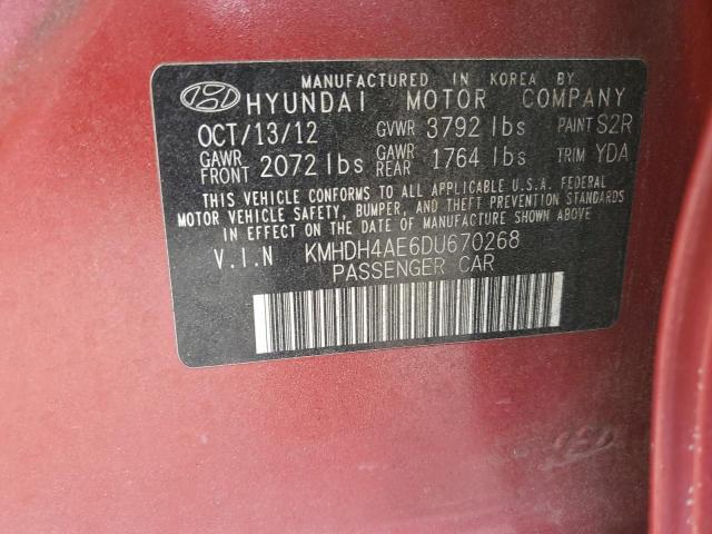 2013 Hyundai Elantra Gls VIN: KMHDH4AE6DU670268 Lot: 45909664