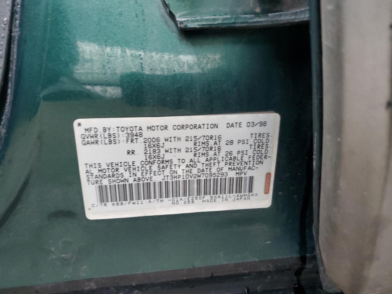 JT3HP10V2W7095293 1998 Toyota Rav4