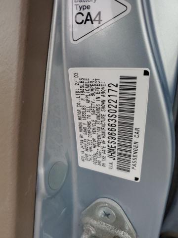 2003 Honda Civic Hybrid VIN: JHMES96663S022172 Lot: 49554944