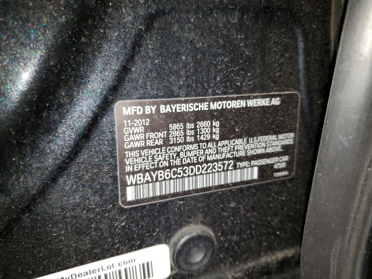 WBAYB6C53DD223572 2013 BMW 750 Xi