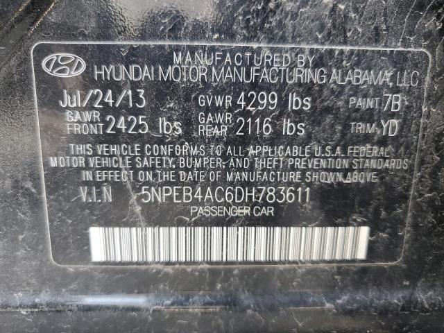 2013 Hyundai Sonata Gls VIN: 5NPEB4AC6DH783611 Lot: 48557604