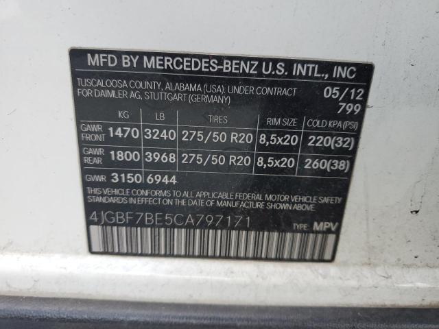 2012 Mercedes-Benz Gl 450 4Matic VIN: 4JGBF7BE5CA797171 Lot: 47801084