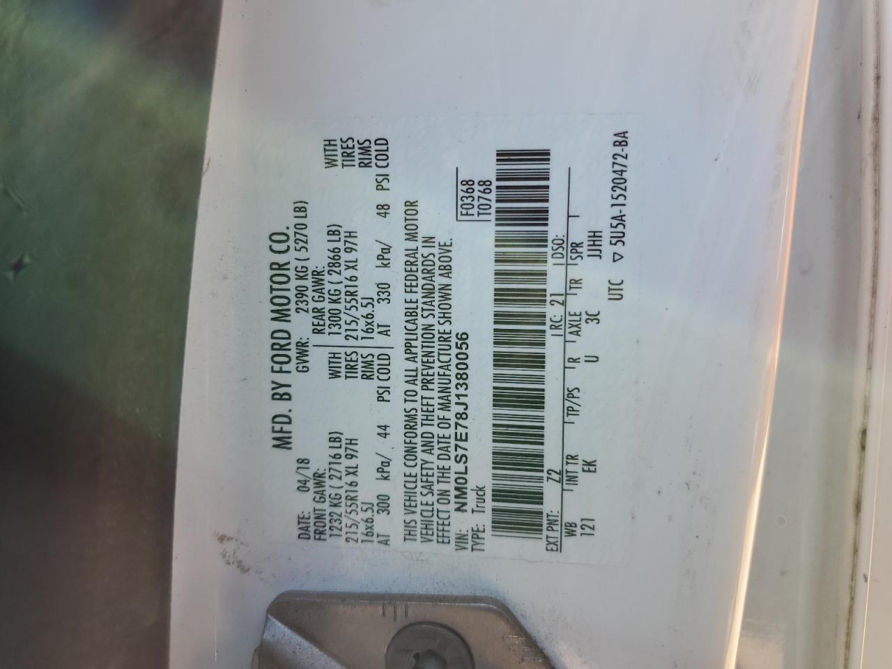 NM0LS7E78J1380056 2018 Ford Transit Connect Xl