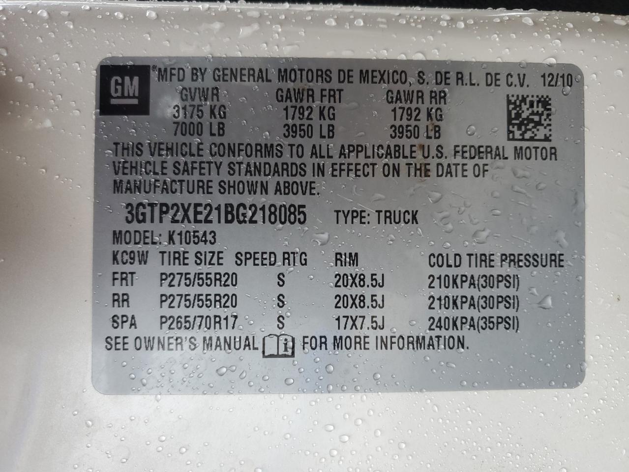 3GTP2XE21BG218085 2011 GMC Sierra K1500 Denali