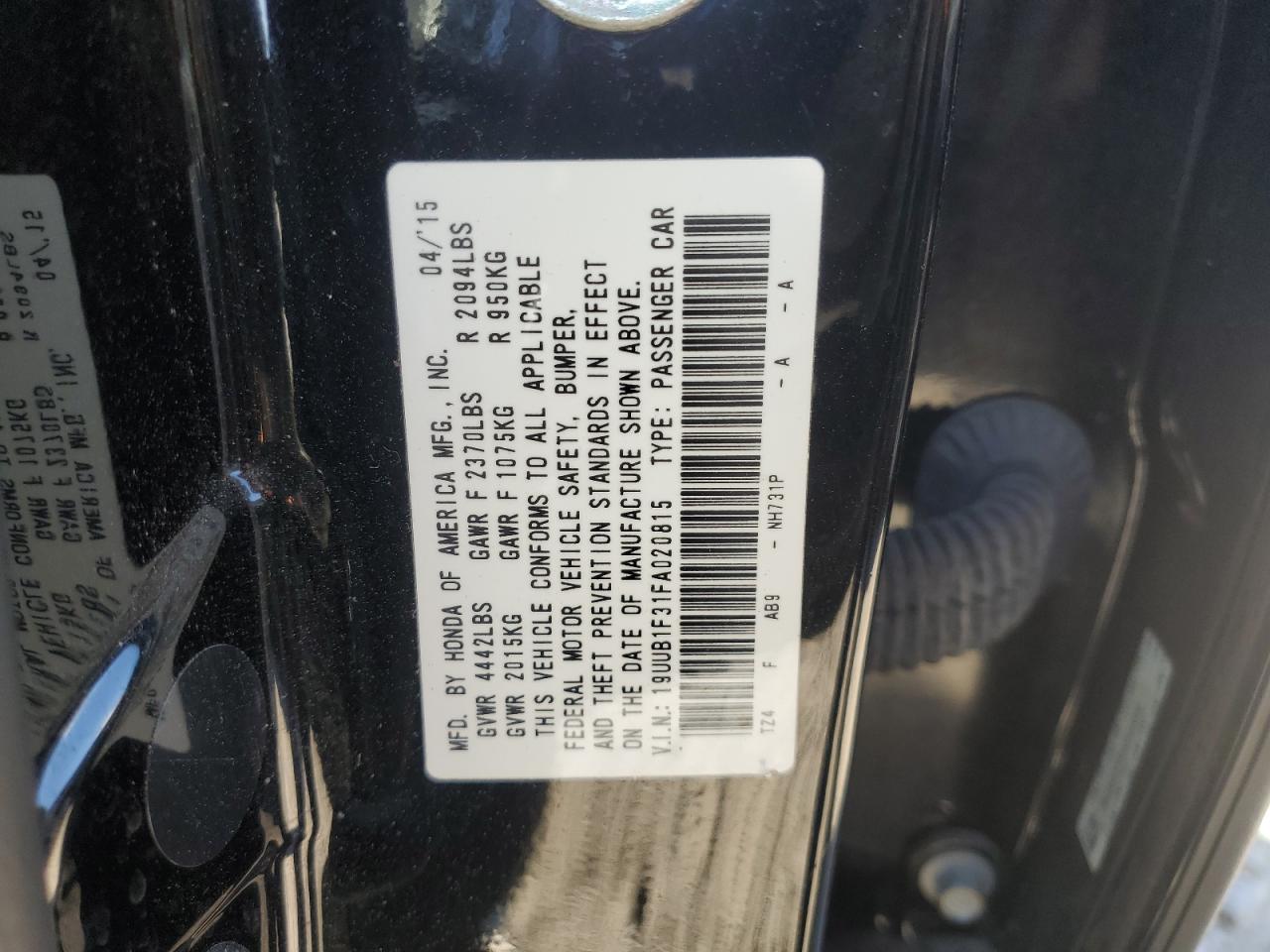 19UUB1F31FA020815 2015 Acura Tlx