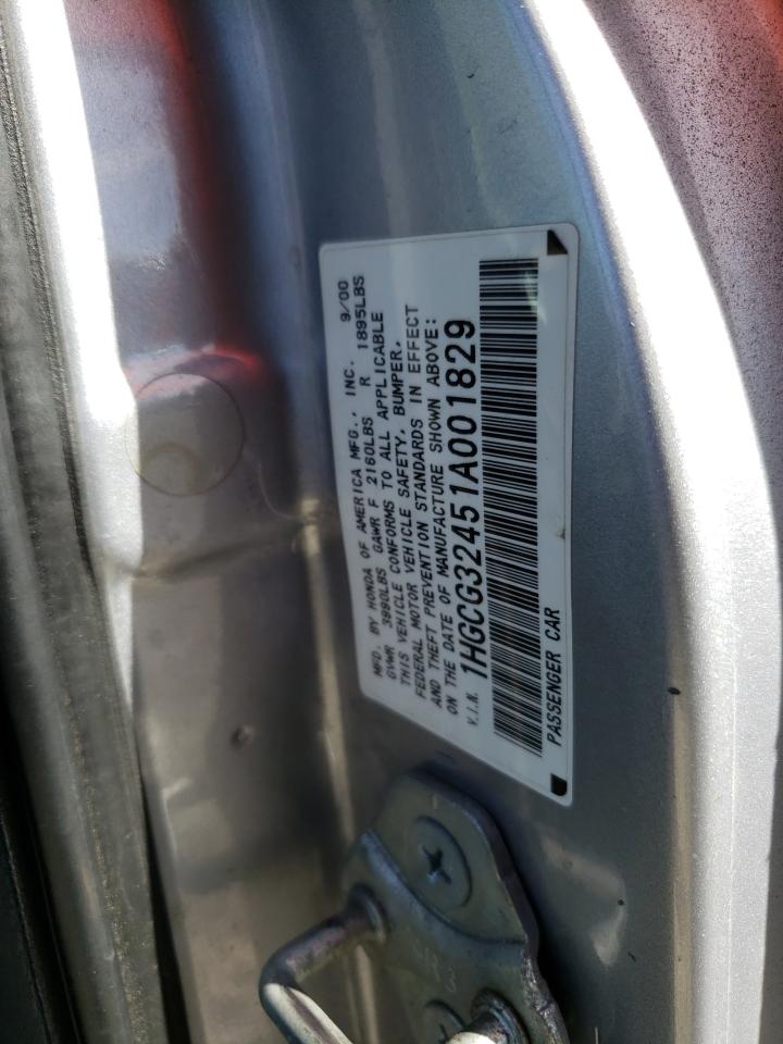 1HGCG32451A001829 2001 Honda Accord Lx