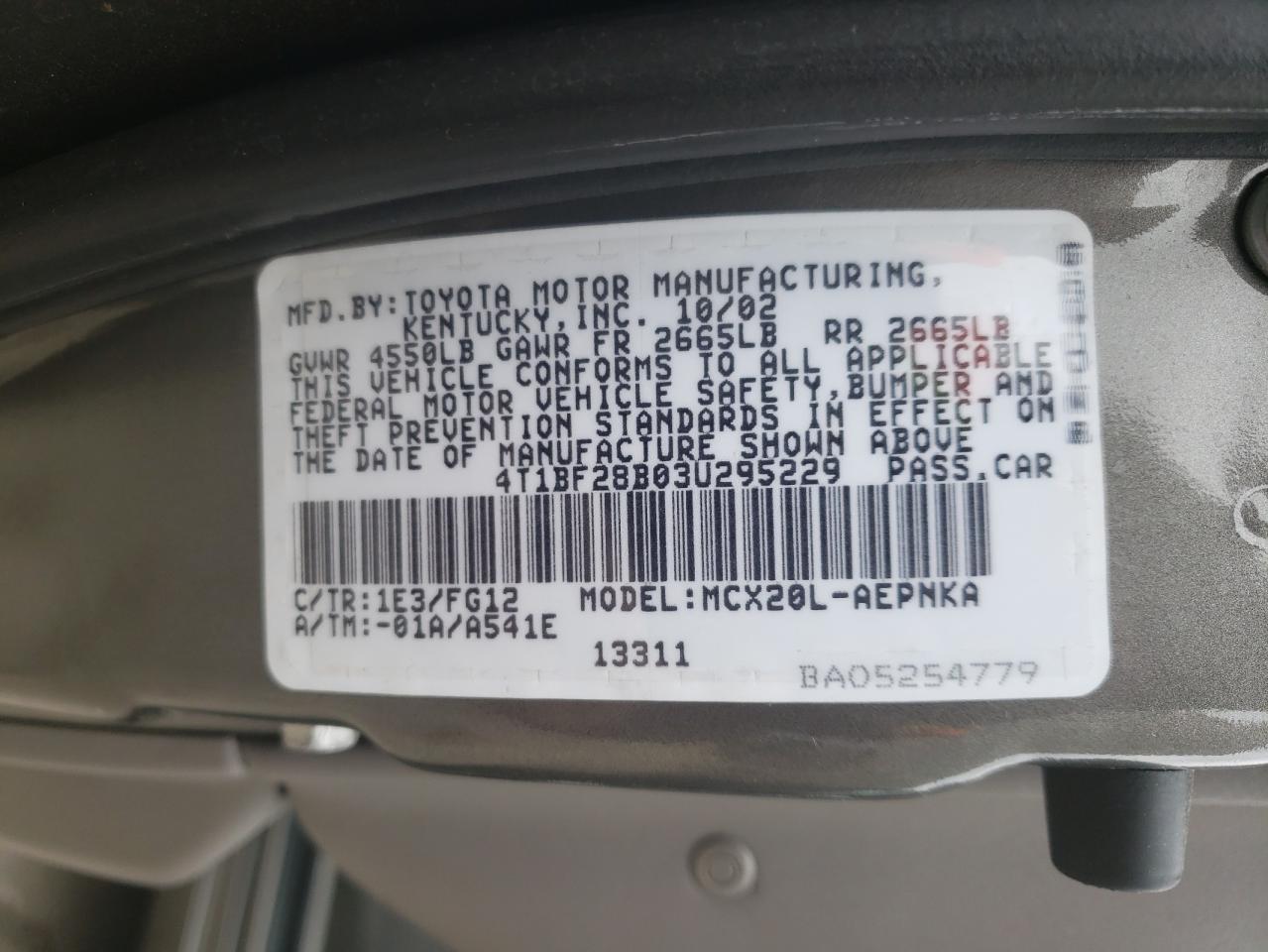 4T1BF28B03U295229 2003 Toyota Avalon Xl