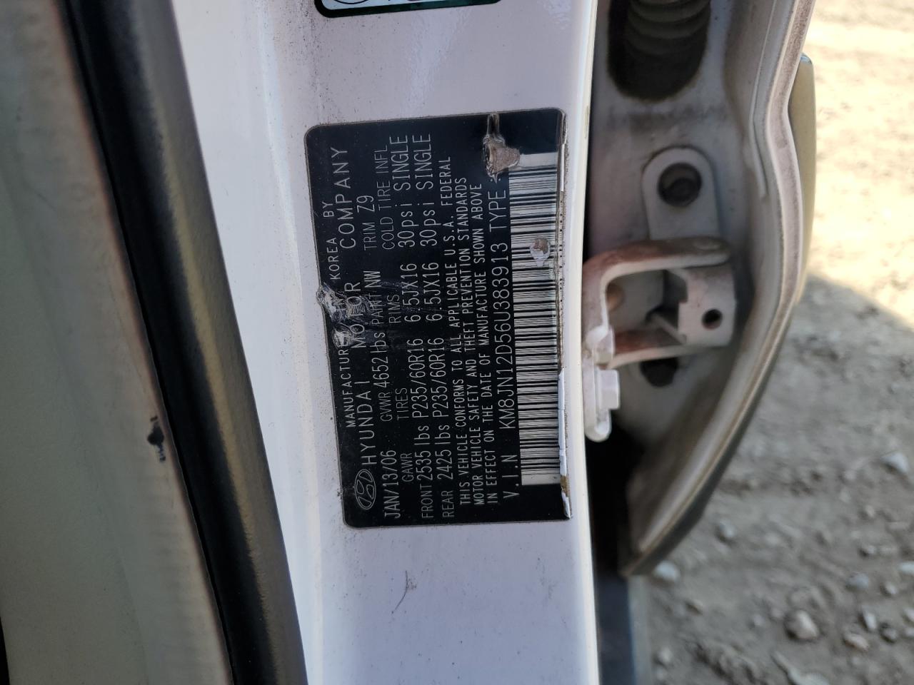 KM8JN12D56U383913 2006 Hyundai Tucson Gls