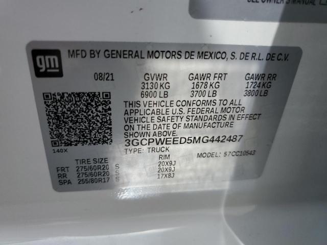 2021 Chevrolet Silverado C1500 Ltz VIN: 3GCPWEED5MG442487 Lot: 48493424