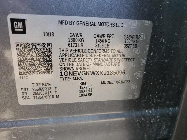 2019 CHEVROLET TRAVERSE 4 1GNEVGKWXKJ185096