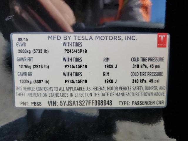 2015 TESLA MODEL S 70 - 5YJSA1S27FF098948