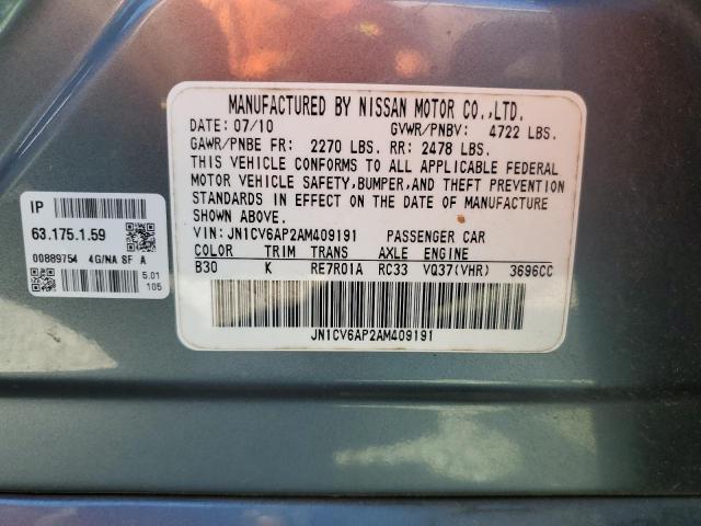 2010 Infiniti G37 Base VIN: JN1CV6AP2AM409191 Lot: 45451934