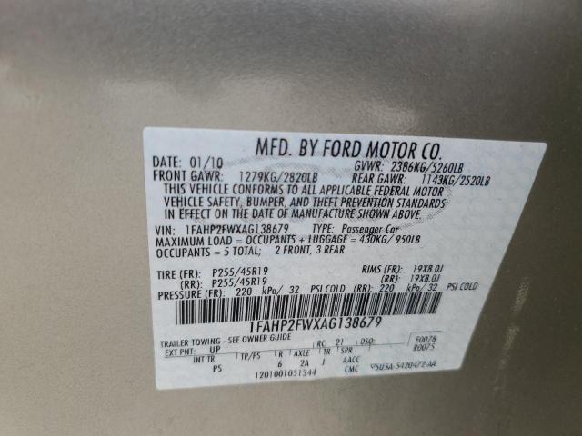 2010 Ford Taurus Limited VIN: 1FAHP2FWXAG138679 Lot: 49044734