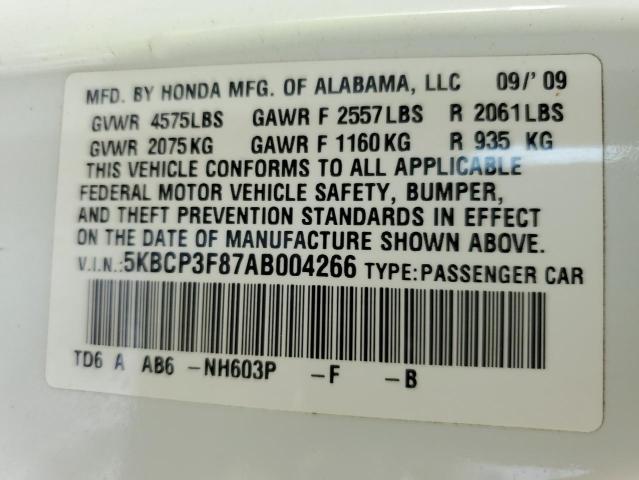 5KBCP3F87AB004266 2010 Honda Accord Exl