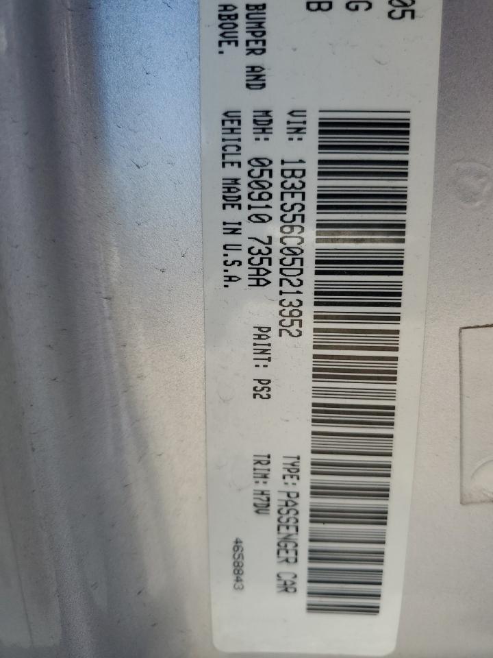 1b3es56c05d213952 1B3ES56C05D213952 2005 Dodge Neon Sxt