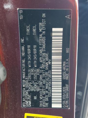 2019 TOYOTA HIGHLANDER - 5TDJZRFH5KS738520