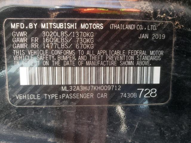Lot #2443362747 2019 MITSUBISHI MIRAGE ES salvage car
