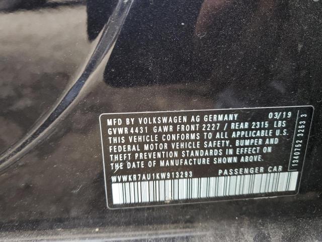 2019 VOLKSWAGEN E-GOLF SE - WVWKR7AU1KW913293