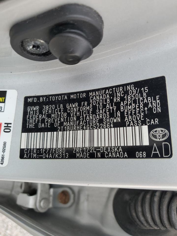 2T1BURHE4GC522664 2016 Toyota Corolla L