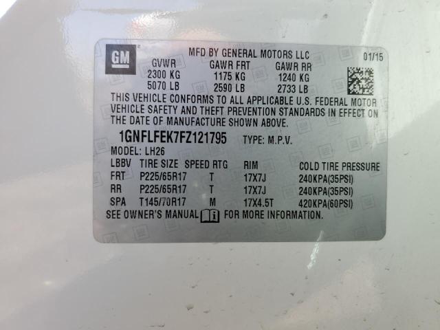 2015 Chevrolet Equinox Lt VIN: 1GNFLFEK7FZ121795 Lot: 48515364