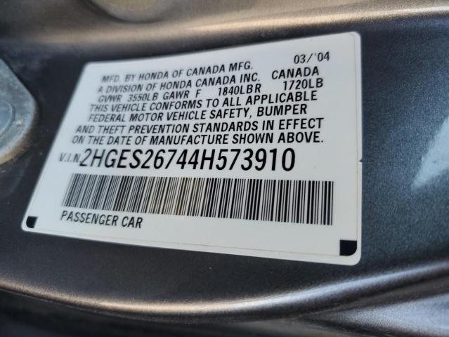 2004 Honda Civic Ex VIN: 2HGES26744H573910 Lot: 46797894