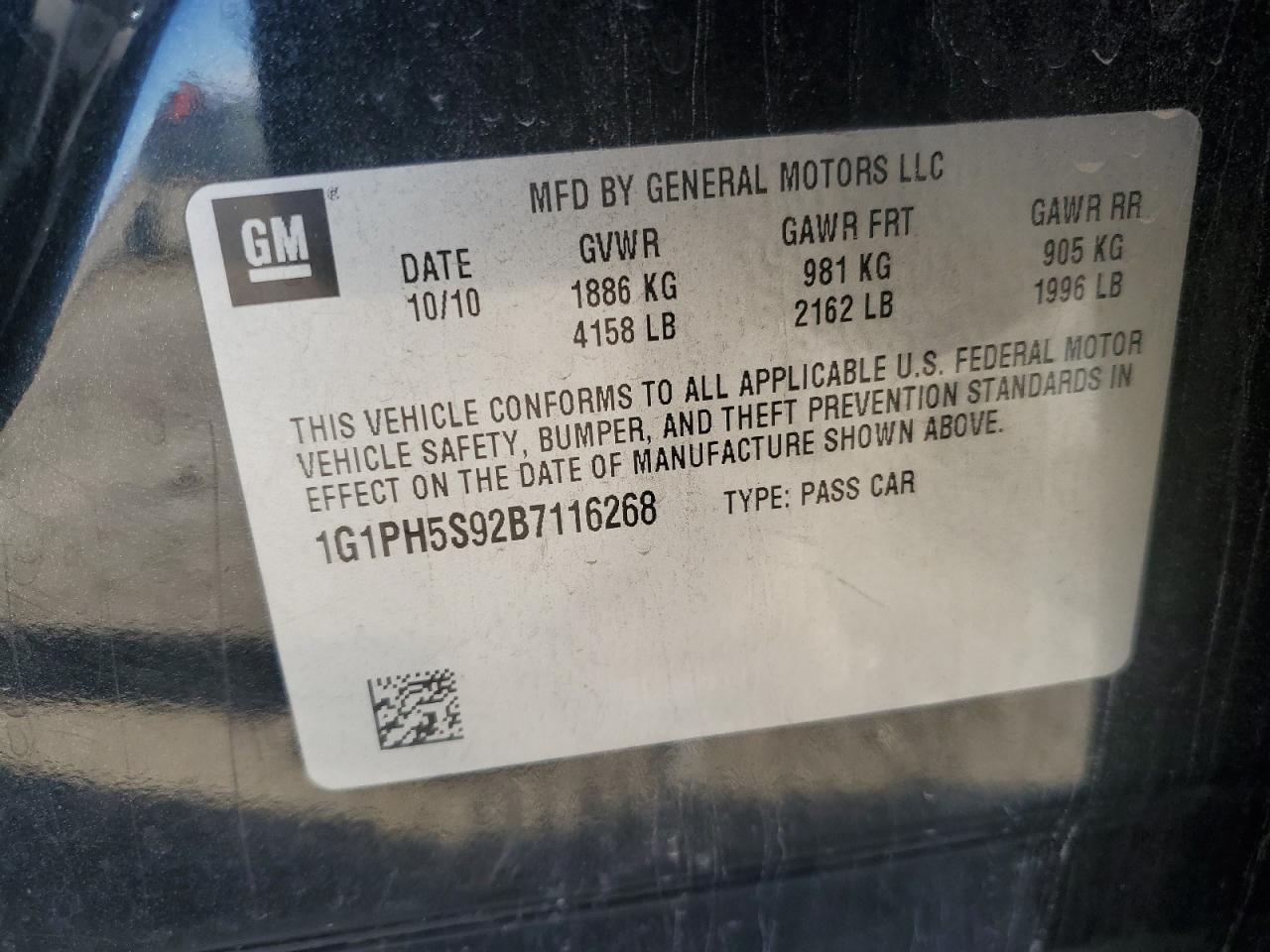 1G1PH5S92B7116268 2011 Chevrolet Cruze Ltz