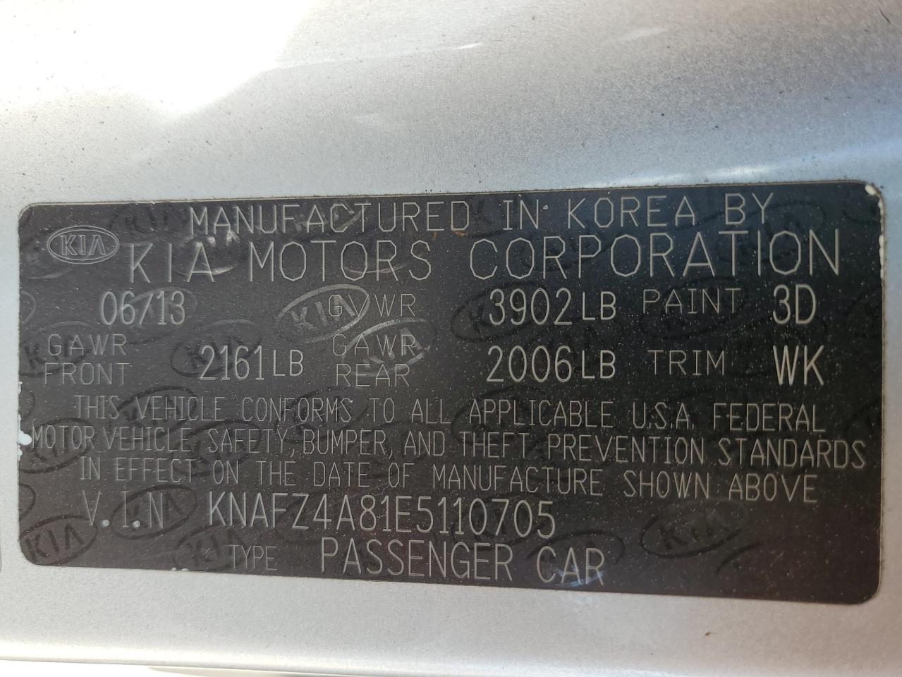 KNAFZ4A81E5110705 2014 Kia Forte Ex