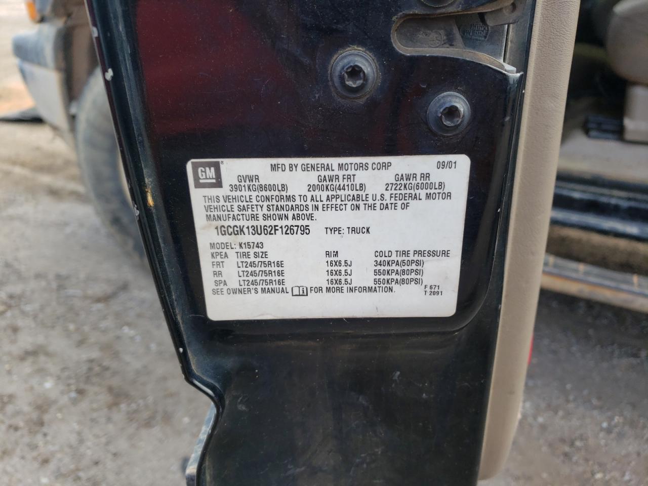 1GCGK13U62F126795 2002 Chevrolet Silverado K1500 Heavy Duty