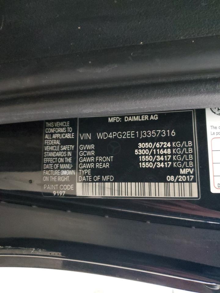 2018 Mercedes-Benz Metris vin: WD4PG2EE1J3357316