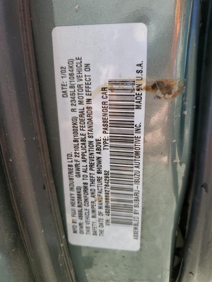 4S3BH686927642952 2002 Subaru Legacy Outback Limited