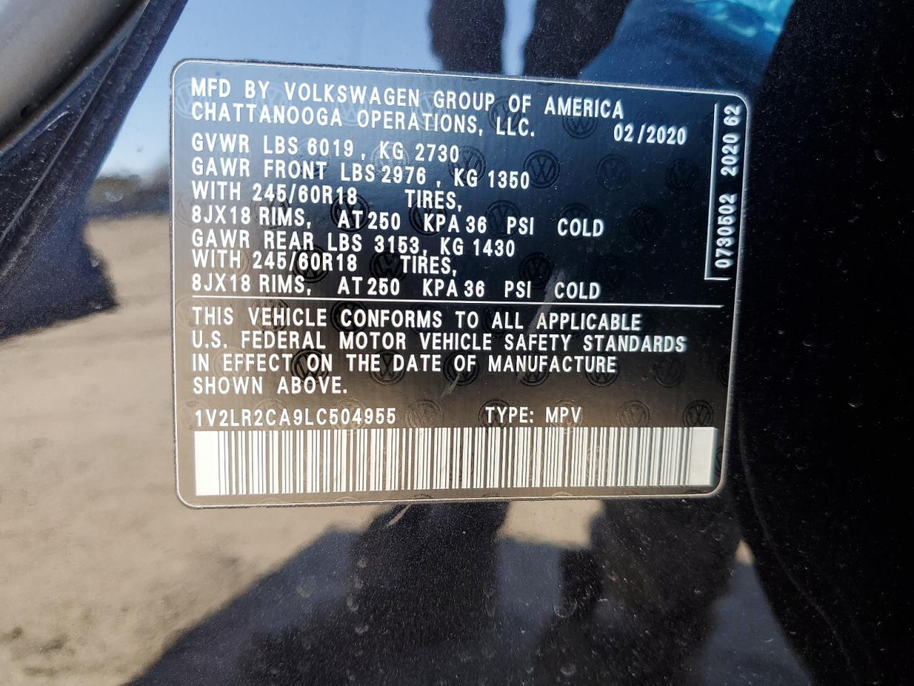 1v2lr2ca9lc504955 1V2LR2CA9LC504955 2020 Volkswagen Atlas Se