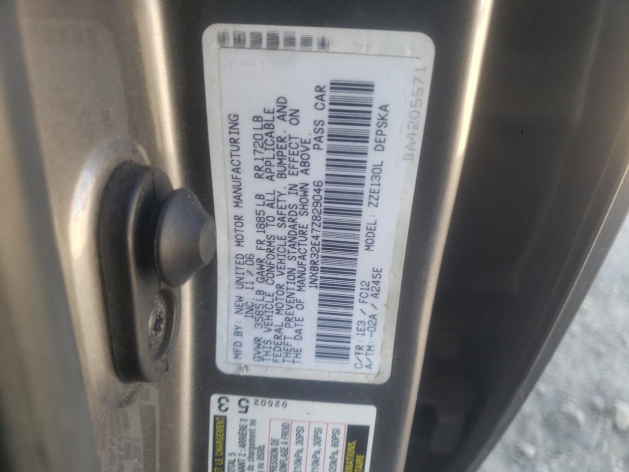 Lot #2996407382 2007 TOYOTA COROLLA S