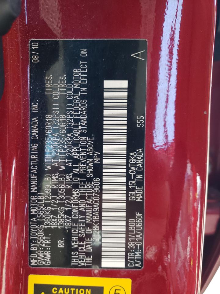 2T2BK1BA9AC079606 2010 Lexus Rx 350