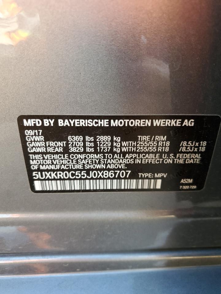 2018 BMW X5 Xdrive3 3.0L(VIN: 5UXKR0C55J0X86707