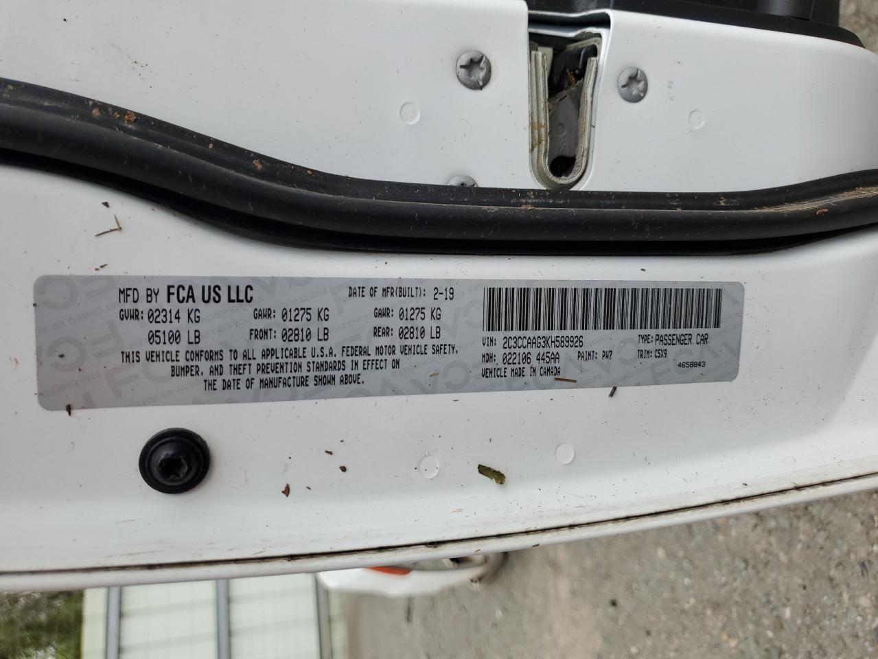 2C3CCAAG3KH589926 2019 Chrysler 300 Touring