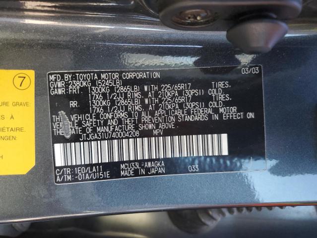 2004 Lexus Rx 330 VIN: JTJGA31U740004208 Lot: 47399564