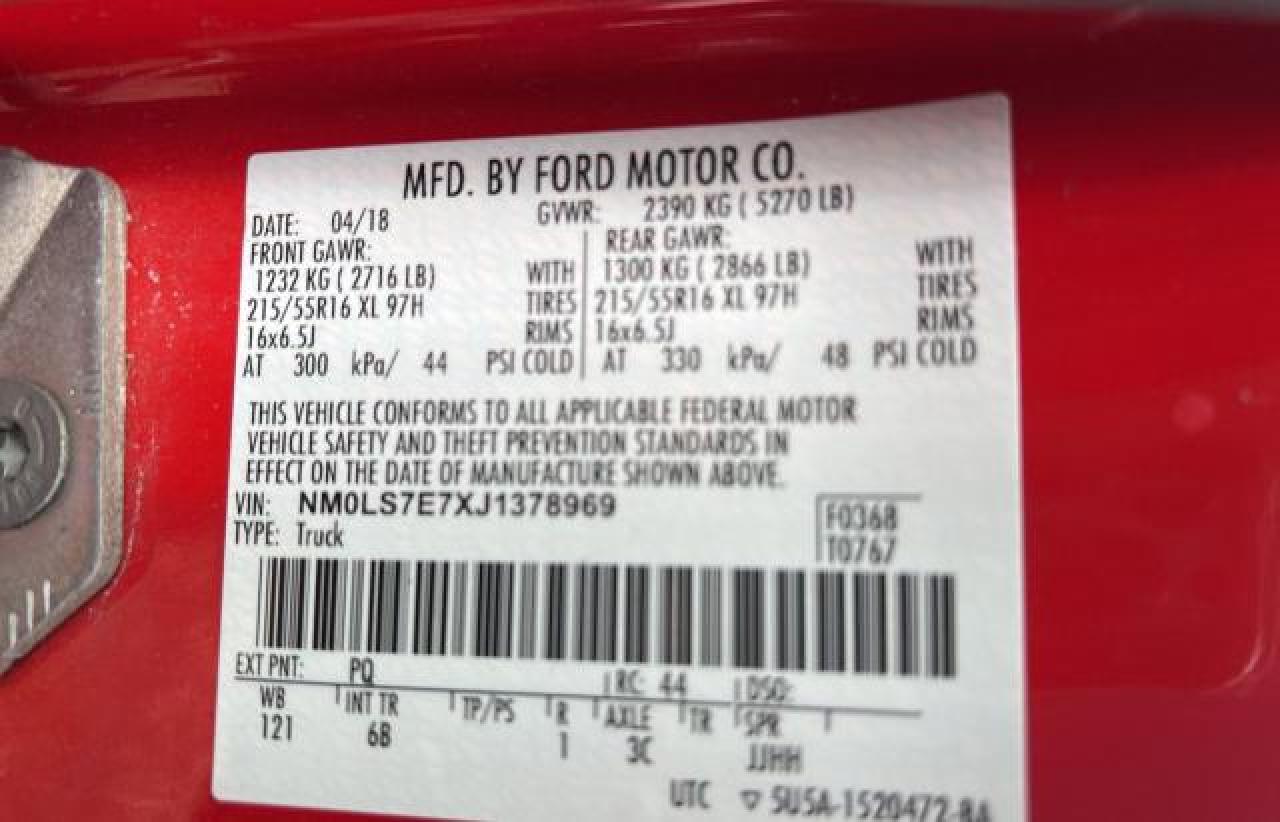 VIN: NM0LS7E7XJ1378969 2018 FORD TRANSIT
