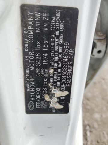 2003 Hyundai Accent Gl VIN: KMHCG45C33U467599 Lot: 44895444