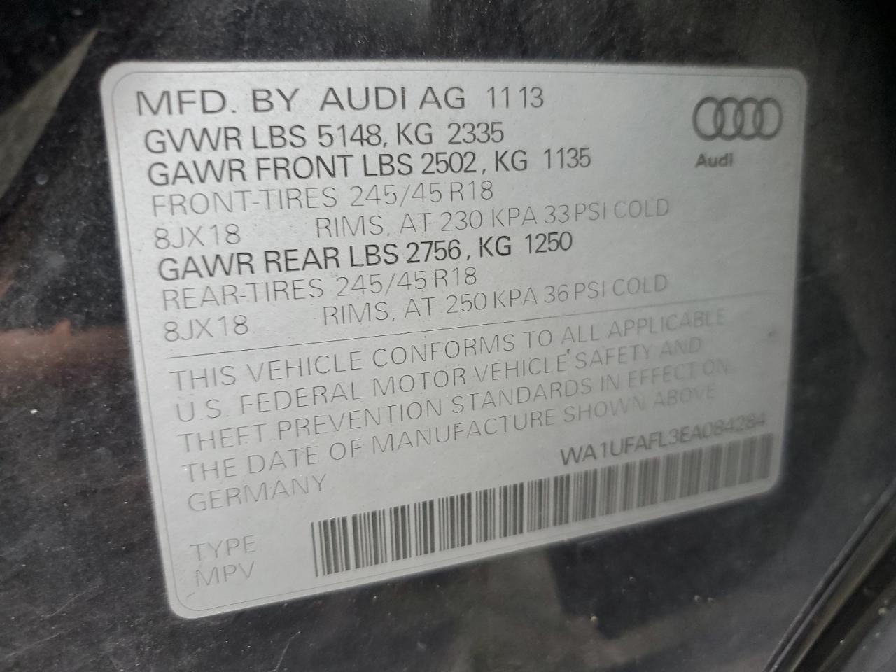 WA1UFAFL3EA084284 2014 Audi A4 Allroad Premium Plus