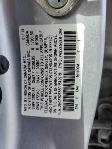 2014 Honda Civic Ex VIN: 2HGFB2F85EH512919 Lot: 46986084