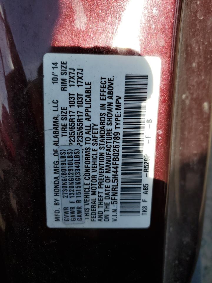 5FNRL5H44FB026789 2015 Honda Odyssey Ex