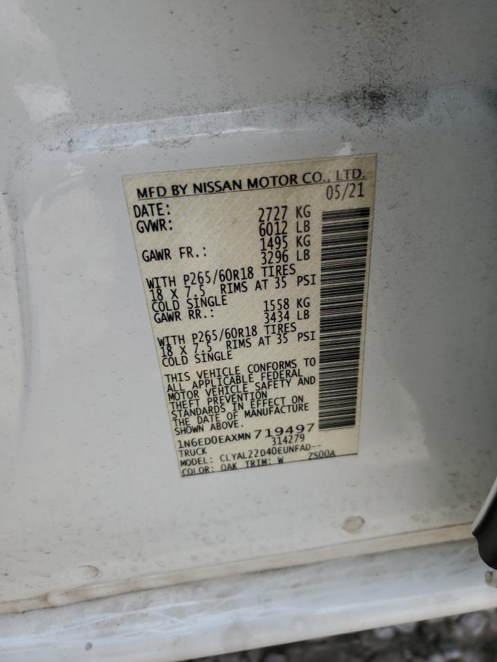 VIN: 1N6ED0EAXMN719497 2021 NISSAN FRONTIER