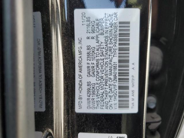 2021 Honda Accord Lx VIN: 1HGCV1F12MA018831 Lot: 51210024