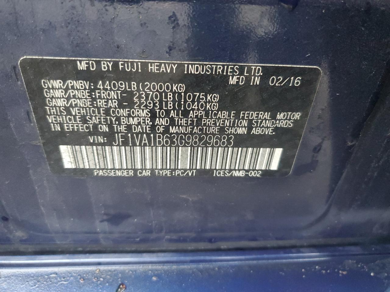 JF1VA1B63G9829683 2016 Subaru Wrx