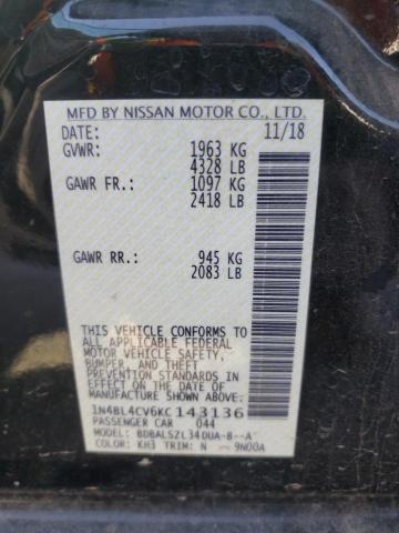 2019 NISSAN ALTIMA SR - 1N4BL4CV6KC143136