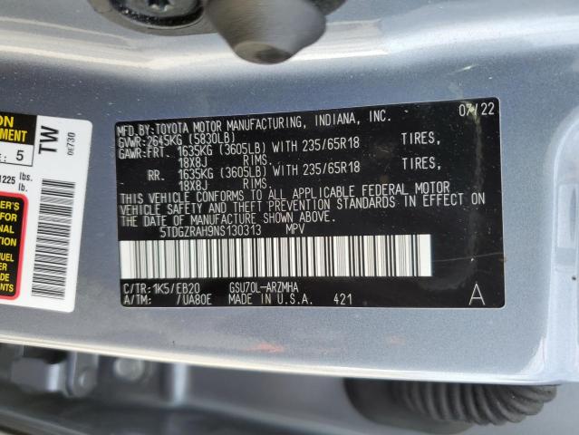 2022 TOYOTA HIGHLANDER - 5TDGZRAH9NS130313
